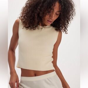 Free People Back to Back Tee Open-back Sweater Tank XS Cream NWOT